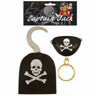 Panoplie de Pirate - Crochet, Cache-&oelig;il et Boucle d'oreille (12 pi&egrave;ces)