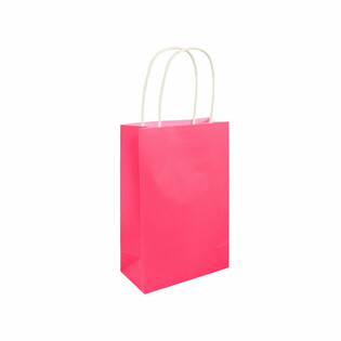 Sac en Papier avec Poign&eacute;es - 14x21x7cm - Rose N&eacute;on (24 pcs)