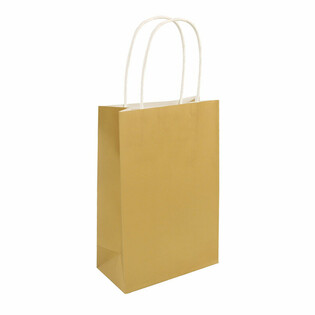 Sacs en Papier avec Poign&eacute;es - 14x21x7 cm - Couleur: Or (24 pcs)