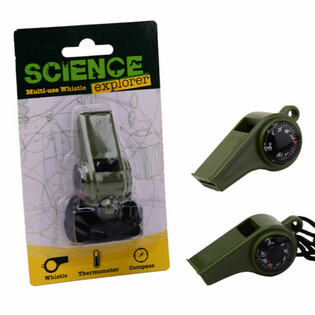 SIFFLET DE SURVIE SCIENCE EXPLORER AVEC BOUSSOLE ET THERMOM&Egrave;TRE (24 pcs)