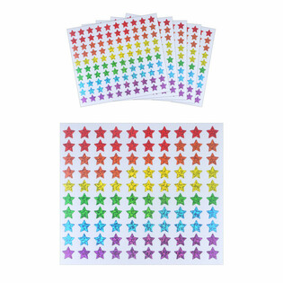STICKERS FUN - &Eacute;TOILES COLOR&Eacute;ES - 100 STICKERS PAR FEUILLE (5 pcs)