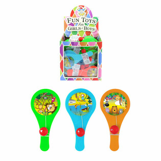 Jeu de Raquette avec Balle - Animaux de la Jungle - En Pr&eacute;sentoir (96 pcs)