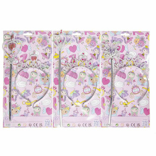 BAGUETTE DE PRINCESSE + DIADÈME SUR CARTE (12 pcs)