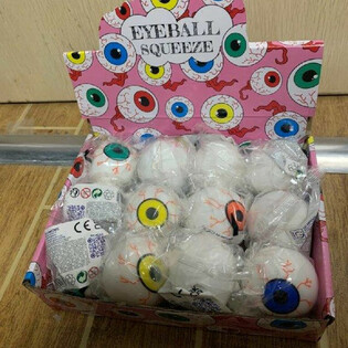Balles anti-stress Squeeze Eyeball en présentoir (12 pièces)