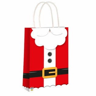 Sacs en Papier P&egrave;re No&euml;l avec Poign&eacute;es - 14x21x7cm - 24 Pi&egrave;ces