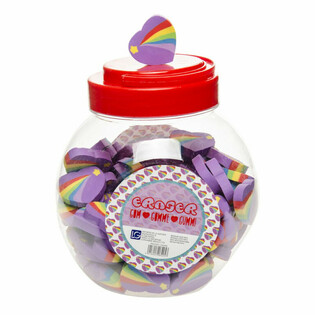 Gomme Cœur Arc-en-Ciel en Pot (100 pcs)