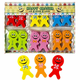 Gommes Smiley Joyeux en 2 pi&egrave;ces (36 sets)