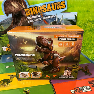 Kit de Construction Dinosaure 3D en Bo&icirc;te Cadeau - Pr&eacute;sentoir (8 pcs.)