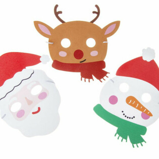 Mix de Masques de Noël en Mousse - Père Noël, Renne & Bonhomme de Neige (48 pcs)