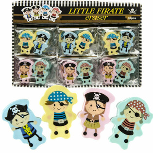 Set de Gommes Figurines Pirates - 2 Pi&egrave;ces en Pr&eacute;sentoir