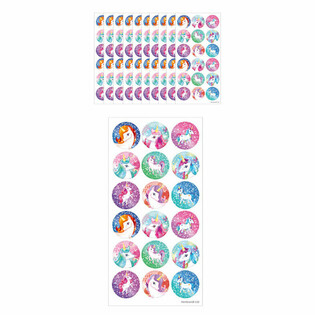 FUN STICKERS - LICORNE / UNICORN - 18 STICKERS PAR FEUILLE (10 pcs.)