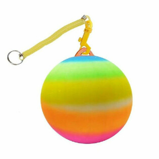 BALLE ARC-EN-CIEL AVEC CORDE / BALLE BUNGEE Ø23 cm (10 pcs)
