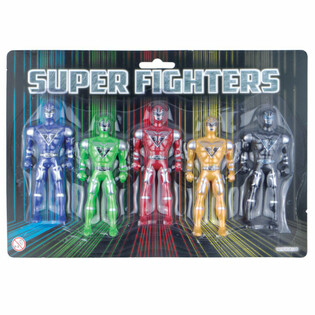 SUPER FIGHTERS - 5 Figurines d'Action sur Carte (6 pcs)