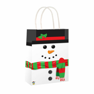 Sacs en Papier Bonhomme de Neige de No&euml;l avec Poign&eacute;es (24 pi&egrave;ces)