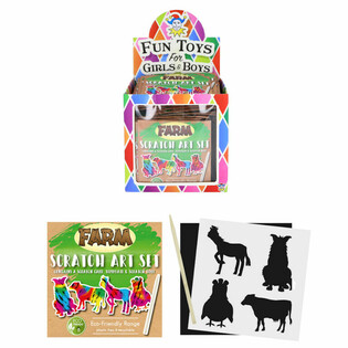 ECO FRIENDLY - PAPIER &Agrave; GRATTER COULEURS MAGIQUES - ANIMAUX DE LA FERME EN PR&Eacute;SENTOIR (108 pcs)
