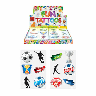 TATOUAGES FUN - FOOTBALL EN PR&Eacute;SENTOIR (96 PI&Egrave;CES)