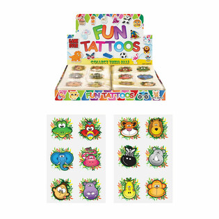 FUN TATTOOS - MOD&Egrave;LE : ANIMAUX DE LA JUNGLE EN PR&Eacute;SENTOIR (96 pcs)