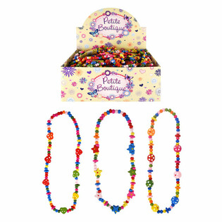 COLLIER EN BOIS POUR ENFANT EN PR&Eacute;SENTOIR (48 pcs)