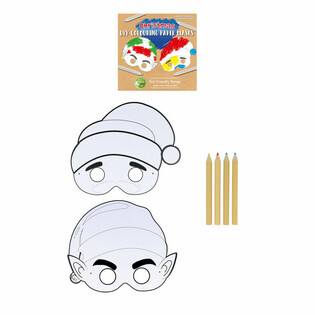 Masque de No&euml;l &agrave; Colorier ECO FRIENDLY avec 4 Crayons (12 pi&egrave;ces)