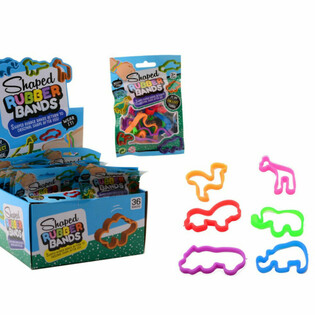 SET DE 6 BRACELETS &Eacute;LASTIQUES ANIMAUX SAUVAGES EN PR&Eacute;SENTOIR (36 pcs)