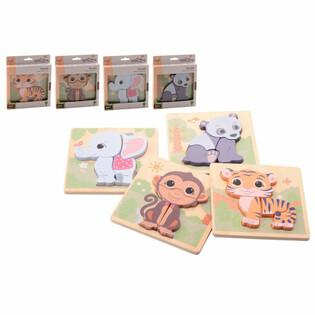 JOUECO - THE WILDIES FAMILY MIX PUZZLES EN BOIS - D&egrave;s 12 Mois (12 pces)