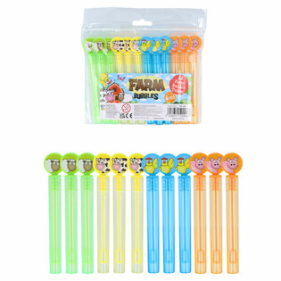 Baguettes &agrave; bulles Animaux de la ferme color&eacute;es (12 pi&egrave;ces)