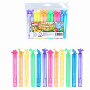 Bulles de Savon Dinosaures Color&eacute;es en Tubes (Pack de 12)