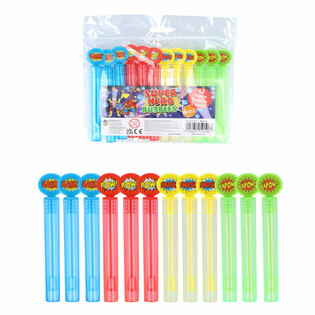 Baguettes Bulles de Savon Super-H&eacute;ros Color&eacute;es (12 Pi&egrave;ces)