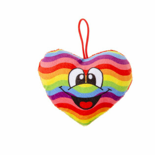 C&OElig;UR ARC-EN-CIEL EN PELUCHE AVEC SMILEY (24 pcs)
