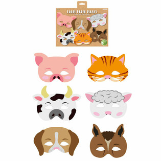 Masques &Eacute;co-responsables Animaux de la Ferme en Papier - 12 Pi&egrave;ces