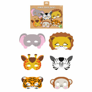 MASQUES EN PAPIER ANIMAUX DE LA JUNGLE &Eacute;CO-RESPONSABLES (12 PI&Egrave;CES)