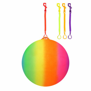 BALLE ARC-EN-CIEL AVEC CORDON / BALLE BUNGEE Ø23 Cm (24 pcs)