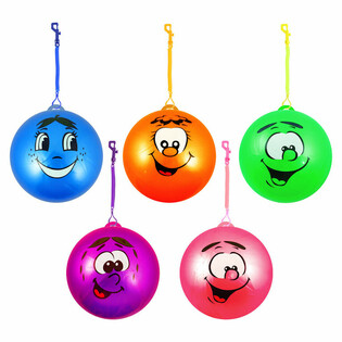 Balle Bungee &Eacute;motic&ocirc;ne Smiley avec Cordon &Oslash; 23 cm (24 pcs)