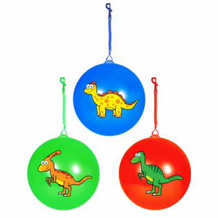 BALLE DINOSAURE AVEC CORDON / BUNGEE BALL &Oslash;23 Cm (24 pcs)
