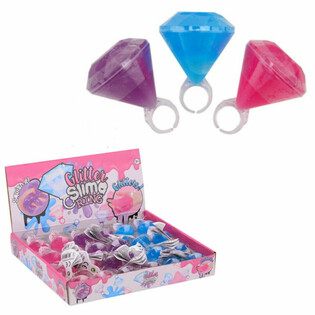 BAGUES DE SLIME &Agrave; PAILLETTES EN PR&Eacute;SENTOIR (24 pcs)