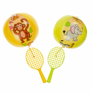 RAQUETTE DE PADDLE AVEC BALLE - ANIMAUX DE LA JUNGLE (12 pcs)