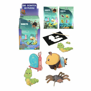Pr&eacute;sentoir de Puzzles 3D &agrave; gratter SCRATCH - Insectes (18 pi&egrave;ces)