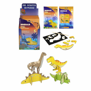 Puzzles Dinosaures 3D SCRATCH - Pr&eacute;sentoir (18 pi&egrave;ces)