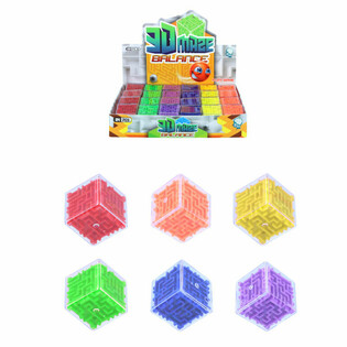 JEU DE PATIENCE CUBE LABYRINTHE BILLE EN PR&Eacute;SENTOIR (24 pcs)