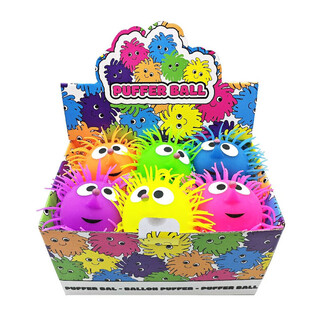 BALLE PUFFER AVEC YEUX - 13CM - EN PR%%SENTOIR (12 pcs)