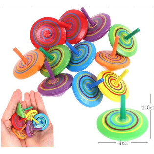 Toupies en bois - Couleurs vari&eacute;es - En pr&eacute;sentoir (50 pcs)