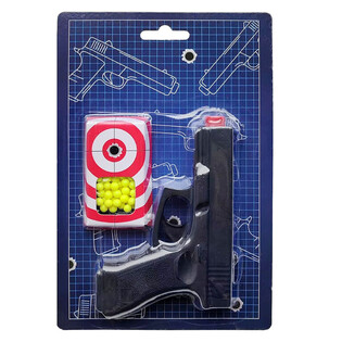 Pistolet &agrave; billes BB Gun 13cm sur carte [ < 0.08J ] (6 pcs)