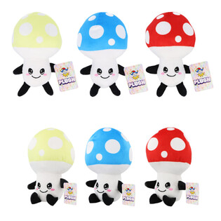 Champignon en peluche - 18 cm de haut - Couleurs assorties (12 pcs)