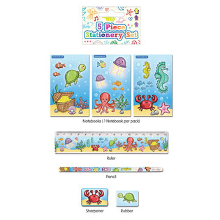 Set d'&eacute;criture Sea Life 5 pi&egrave;ces (24 pcs.)