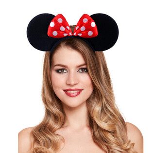 SERRE-TÊTE OREILLES DE SOURIS AVEC NŒUD ROUGE ET BLANC (50 pcs)