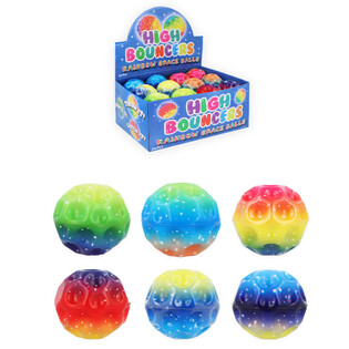 BALLES REBONDISSANTES RAINBOW SPACE EN PR&Eacute;SENTOIR (24 pcs)