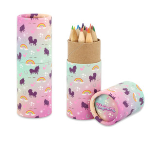 12 Crayons de Couleur dans un Tube : Mod&egrave;le Licorne - En Pr&eacute;sentoir (20 pcs)
