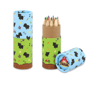 12x CRAYONS DE COULEUR EN TUBE : MOD&Egrave;LE FERME - EN PR&Eacute;SENTOIR (20 pcs)