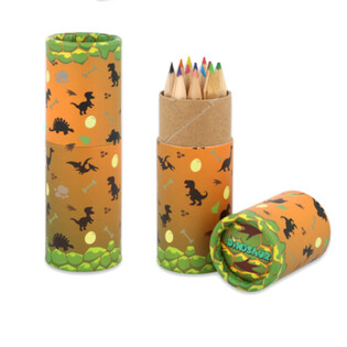 12x Crayons de Couleur en Tube : Mod&egrave;le : Dinosaure - en Pr&eacute;sentoir (20 pcs)