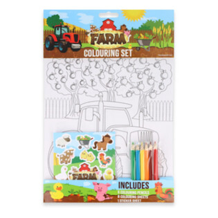 Grand Kit de Coloriage Ferme - Crayons et Autocollants Inclus (12 pcs)